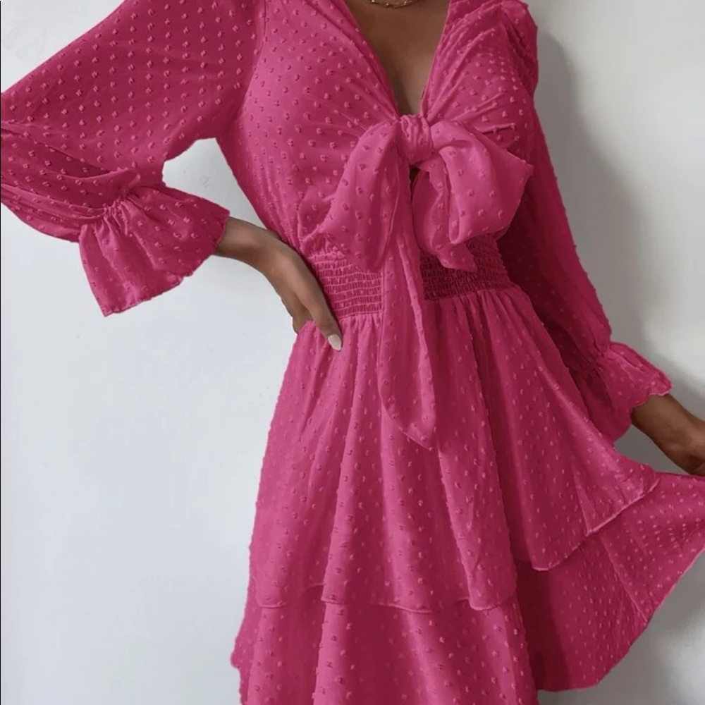Adorable Swiss Dot Tie Front Dress